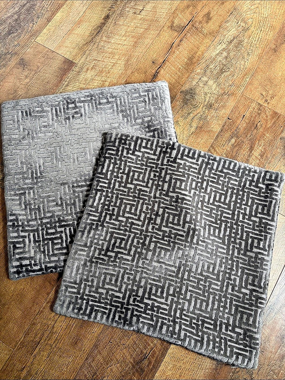 West Elm Allover Crosshatch Jacquard Velvet Pillow Cover Gray & Black 20x20”